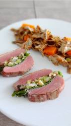 Roti de magret au chou tagliatelles de châtaignes