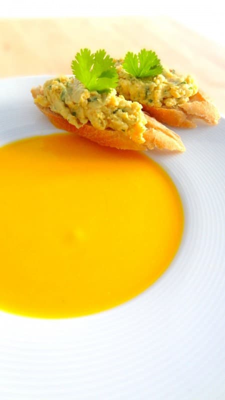 Velouté de potiron, dip aux lentilles