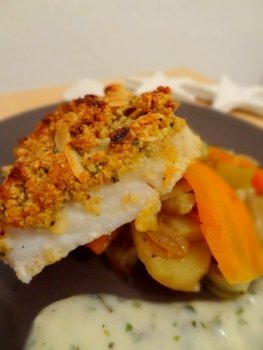 Dos de cabillaud en croûte d'amandes