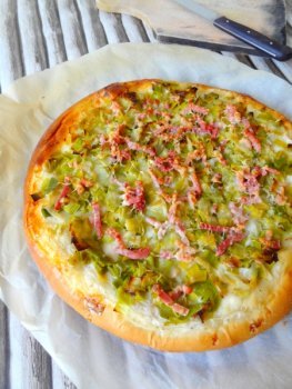 Tarte briochée poireau lardon