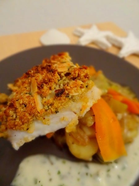 Dos de cabillaud en croûte d'amandes