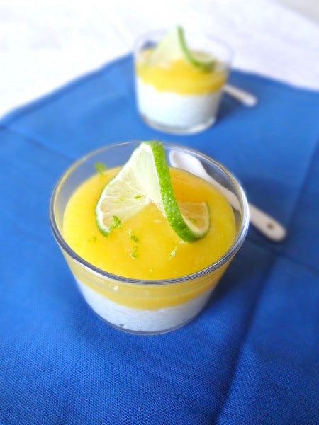 Riz au lait de coco, coulis de mangue