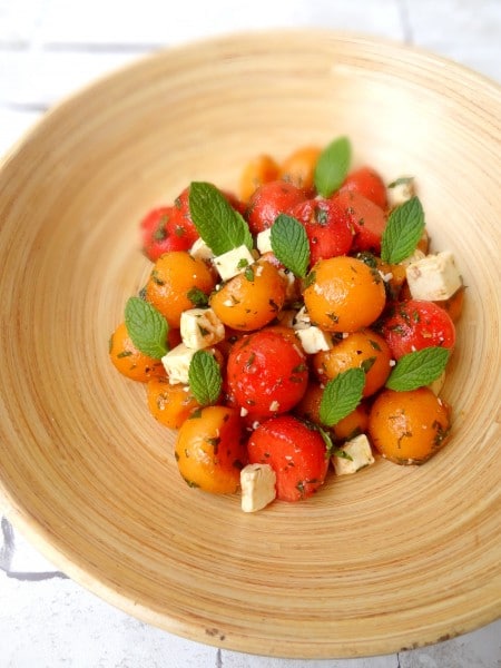 Salade melon pastèque feta