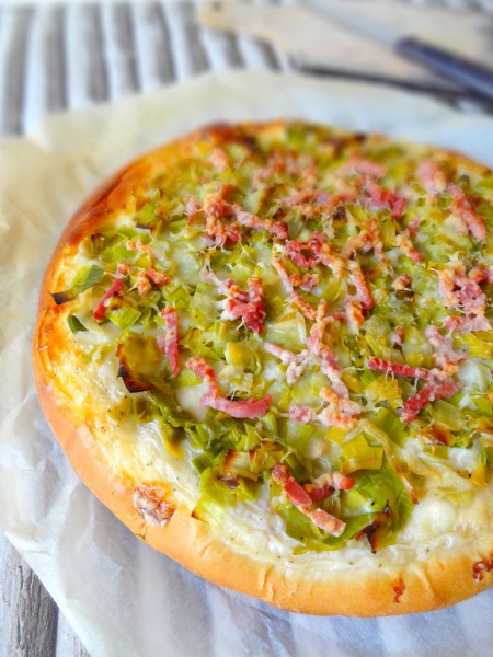 Tarte briochée poireau lardon
