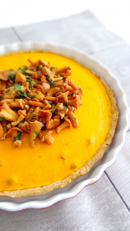 Tarte au potiron, girolles et noisettes