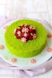 Entremets framboise pistache