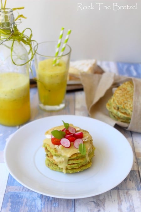 Pancakes ricotta courgettes brie