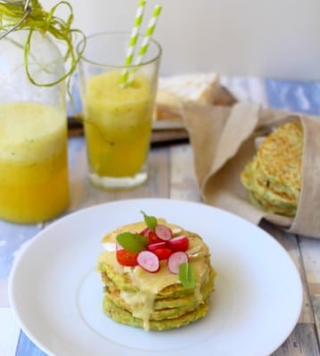 Pancakes ricotta courgettes brie