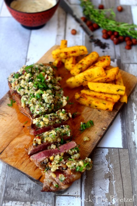 Entrecôte crumble au poivre